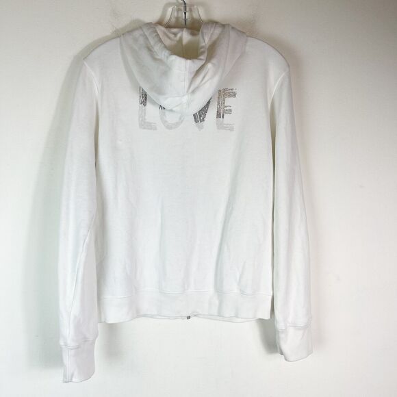 Zadig & Voltaire White Comfy Gradient Love Strass Zip Up Hooded Sweatshirt S - Picture 3 of 9